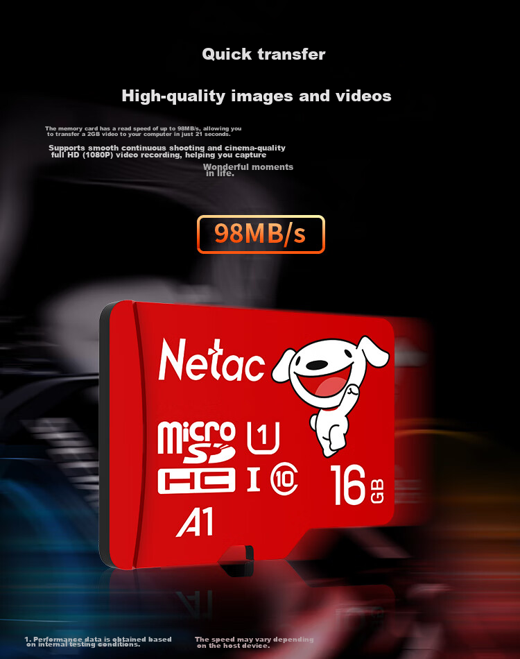 Netac & JOY Co-Branded 16GB TF (MicroSD) Memory Card U1 C10 A1 P500 Series Read Speed 98MB/s Dash Cam & Surveillance Camera 3