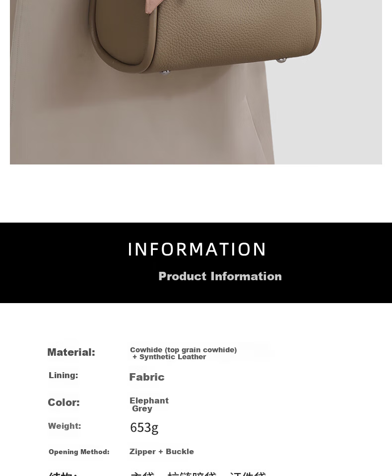Aiqinghai Top-Grain Leather Handbag for Women, Tote Bag, Shoulder Bag, Crossbody Bag, Light Luxury Birthday Mother's Day Gift, Practical Present for Mom 5