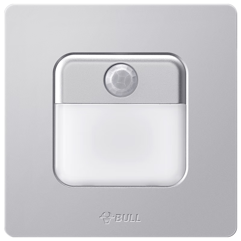 BULL Switch Socket G12 Series Human Body Sensor Footlight 86 Type Panel G12D123 Cream Space Silver