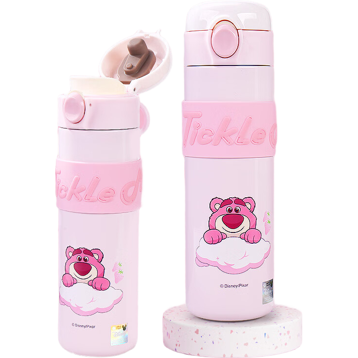 Disney Children's Insulated Cup, 316 Stainless Steel Direct Drinking Water Bottle, Kindergarten And Primary School Student Water Bottle, Strawberry Bear Design, 500ml Capacity