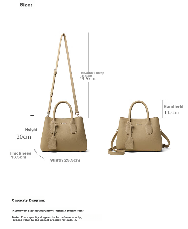 C.BANNER Top-Grain Leather Handbag, Women's Bag, Large Capacity Tote Bag, Shoulder Crossbody Bag, Brand Birthday Gift for Girlfriend on May 20 7