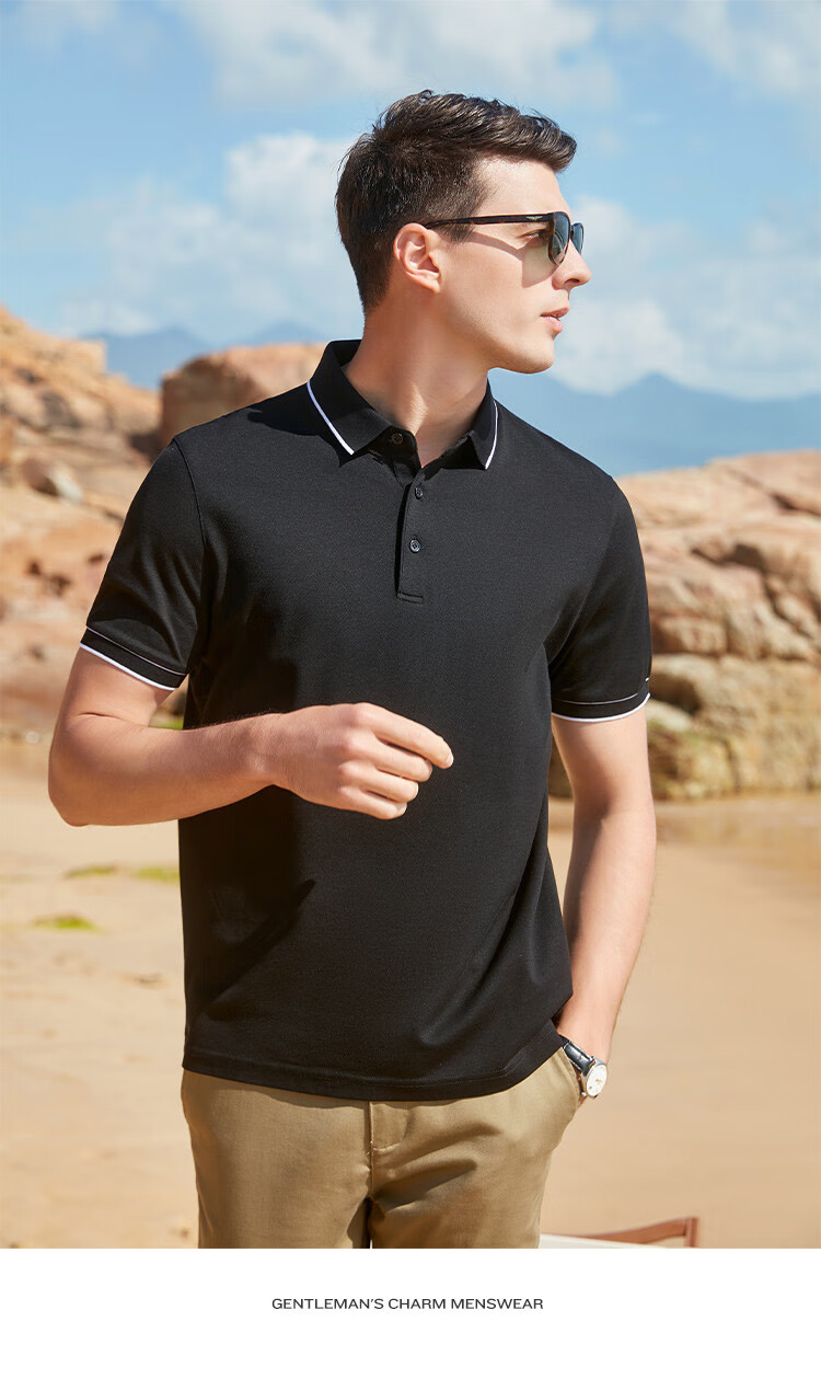 Antonio 55% Mulberry Silk Cooling Breathable High-End Short Sleeve Polo Shirt Men Summer Knitted Business Casual T-Shirt Top 12