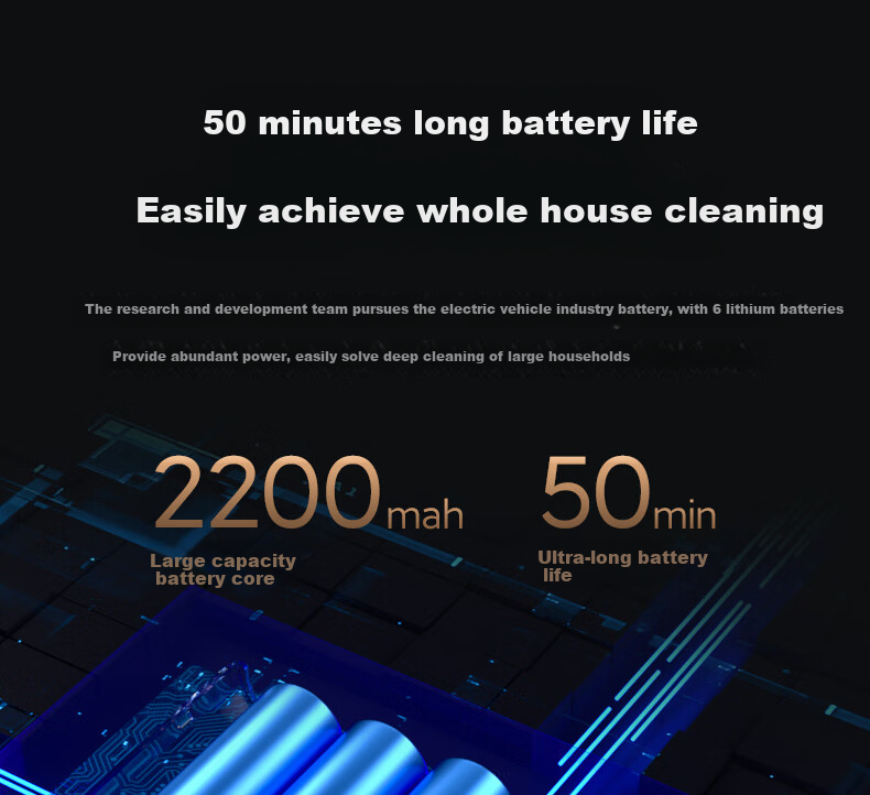 AUX Cordless Handheld Vacuum Cleaner for Home Use with Strong Suction, Low Noise, Green Light Dust Indicator, Carpet And Cat Hair Cleaning, Long Battery Life AXC-22DV8W 6