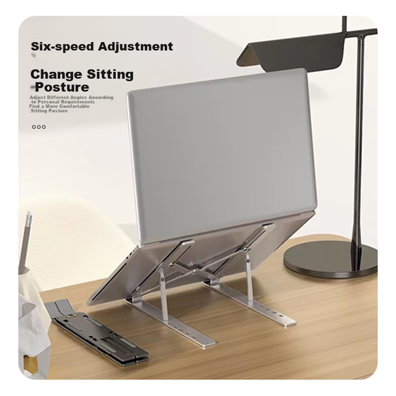 JPLAYER Laptop Stand, Computer Desk Cooling Stand, Foldable Portable Stand, Adjustable Height Riser for Silver Laptops