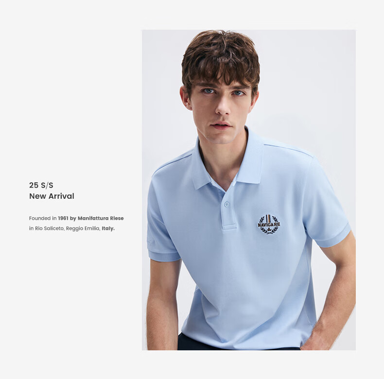 Navigare Italian Small Sailboat Men's Cool-Feeling Elastic Casual Simple Short-Sleeve POLO Shirt 1325525505, Navy Blue, XL 26