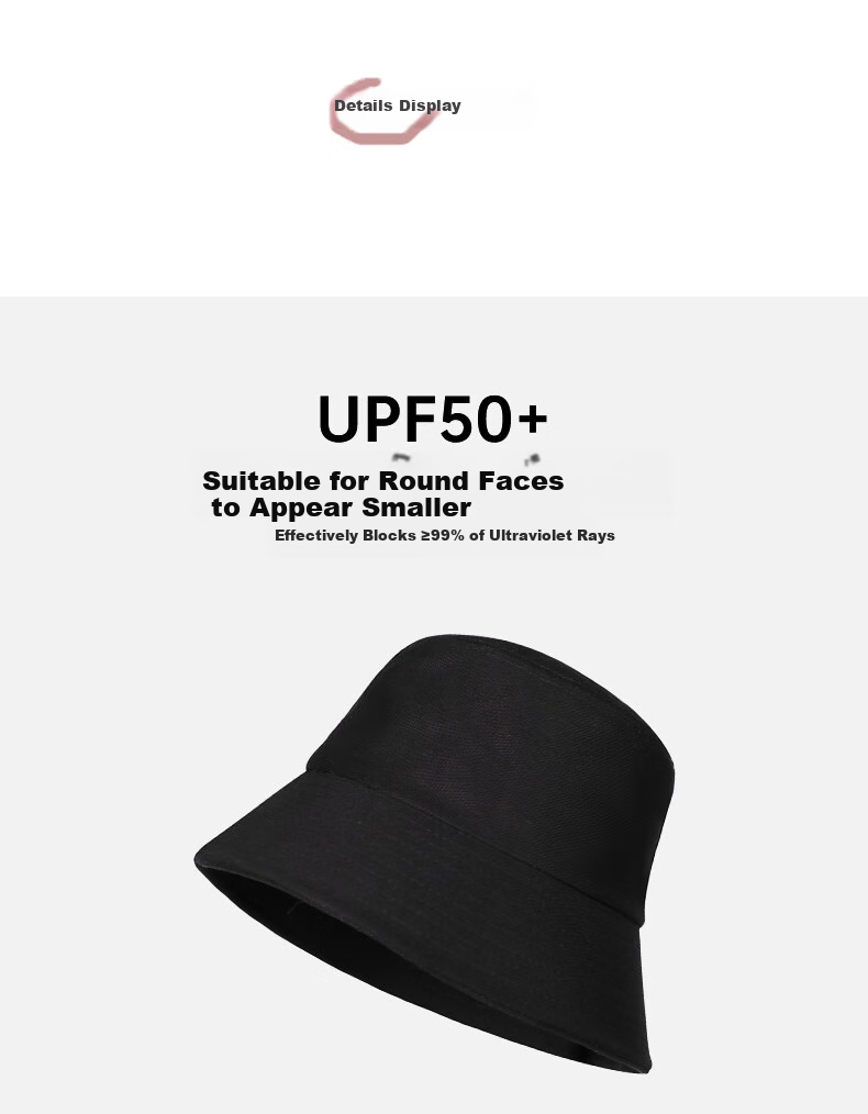 XUEXIMAN Women's Black Straight Bucket Fisherman Hat, Thin Style, Face-Covering, Sun-Protective Hat 13