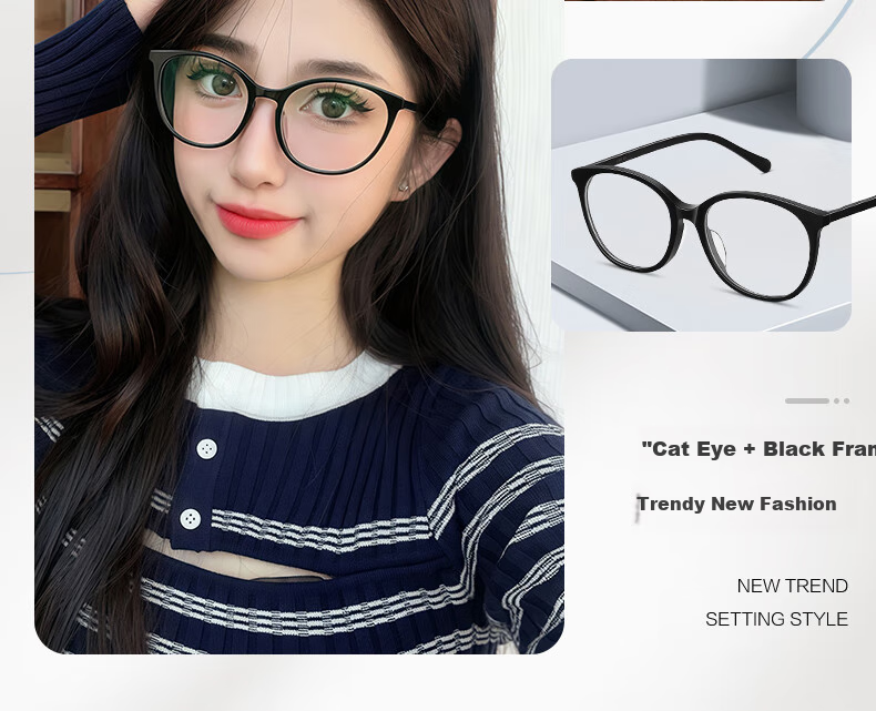 LOHO Cat Eye Glasses for Women with Myopia, Anti-Blue Light, Luxurious Feel, Ultra-Light, Bare-Faced Look, Prescription Available 9