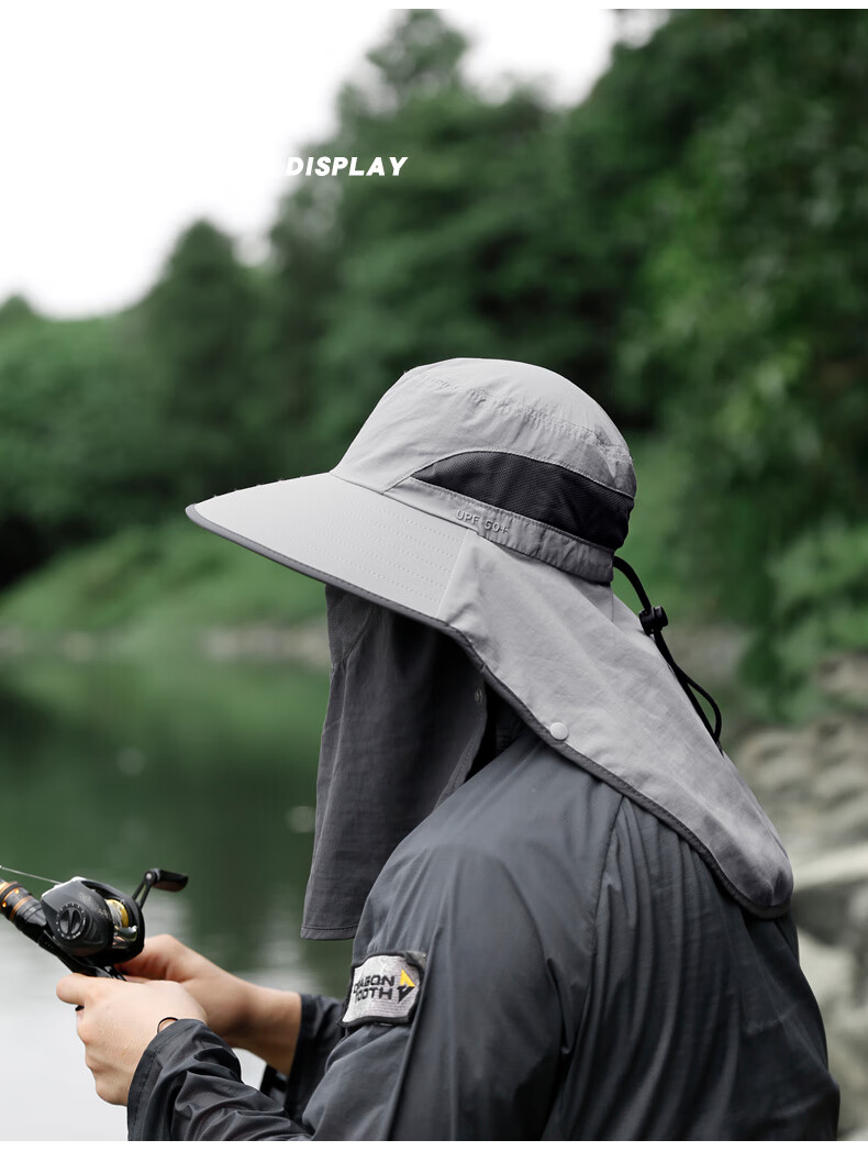 Zhanshuniao (Full Face Coverage) Fishing Sun Protection Hat for Men, Large Head Circumference, Sun Visor, Outdoor Fisherman Hat, UV Protectio 2