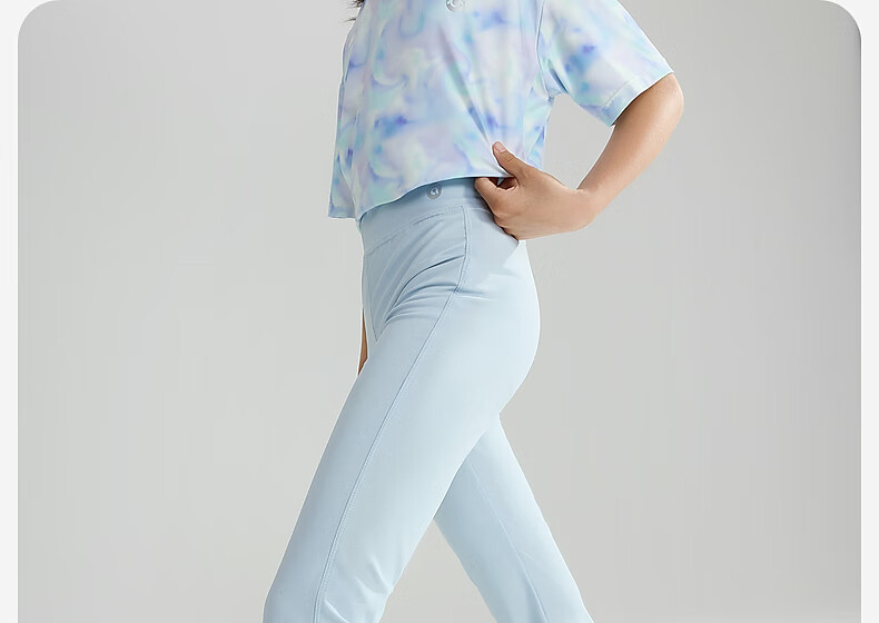 ASK JUNIOR Kids Pants Girls Spring Summer Sun Protection Quick-Dry High Elastic Yoga Flared Leggings Sky Blue 170 34