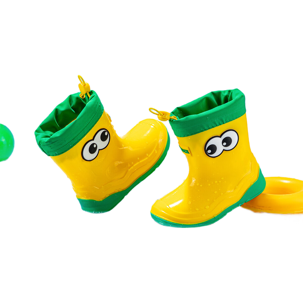 B.Duck Children's Rain Boots, Cute Cartoon Waterproof Shoes for Girls And Boys, Baby Water Shoes, Model 5917, Yellow, Size 22
