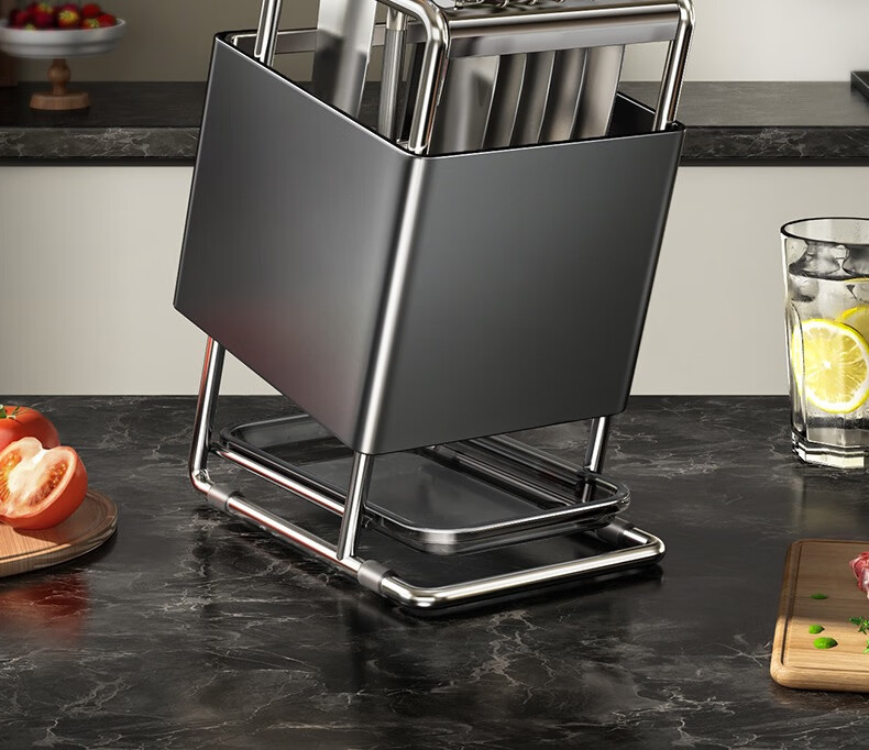 Jibaiju Kitchen Knife Rack Storage Chopsticks Holder Household Countertop Knife Stand Multifunctional Knife Organizer with Drip Tray 2