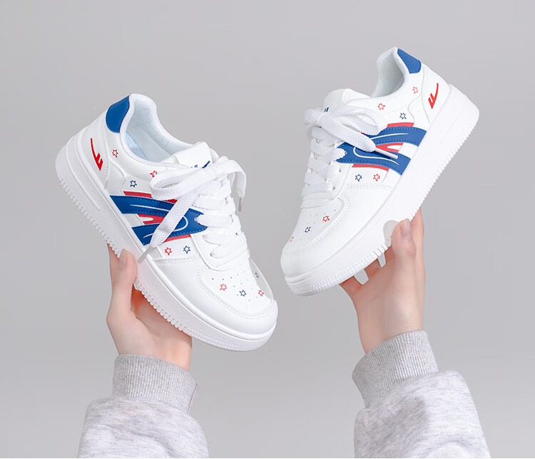 Warrior Women's New Casual Thick-Soled Cute White Sneakers 4940L White/Light Blue/Yellow Size 36 6