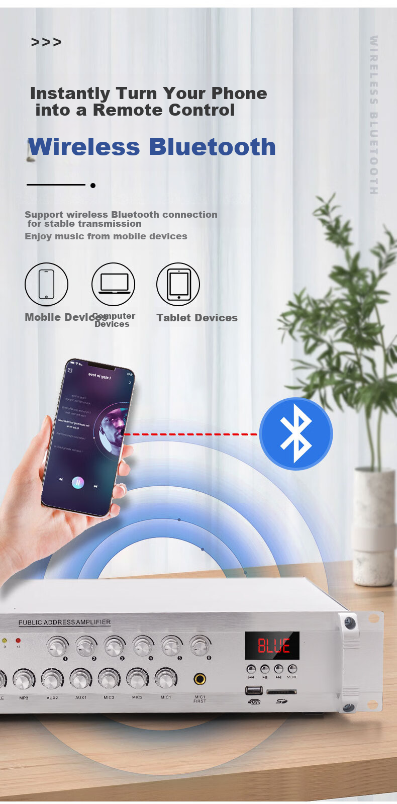 SAST ST-619 High-Power Bluetooth Constant Voltage Amplifier, 300W Public Address System Speaker, Ceiling-Mounted Audio Speaker, Home Theater Combinatio 2