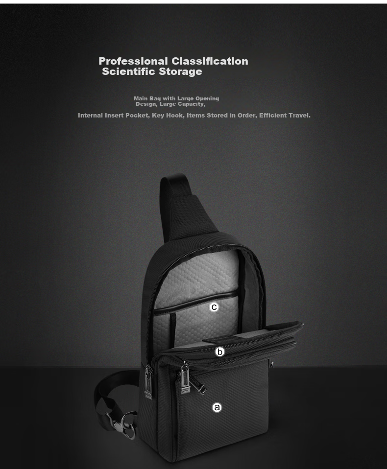 Xinxiuli Chest Bag, Executive Briefcase for Men, Single-Shoulder Bag, Vertical Fashion Sports Crossbody Bag, HO0*09011, Black 4