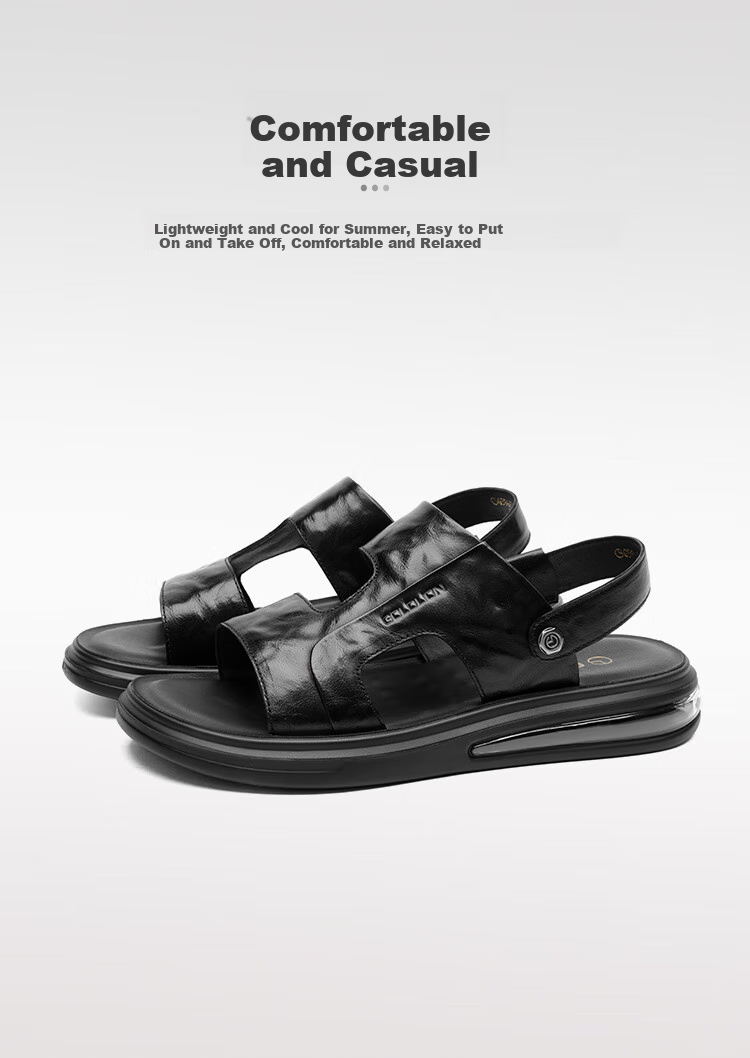 Goldlion Men's Sandals, Lightweight Business Casual Shoes, Comfortable And Durable Beach Shoes, G596320230AAF, Black, Size 41 5