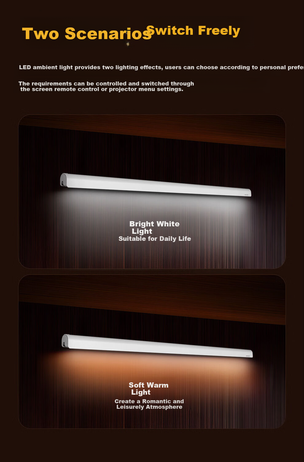 EPSON, 100-Inch Home Electric Smart Projection Screen, LED Ambient Light, Recessed Hidden Anti-Light Projection Screen, Ultra-High Definition Narrow Edge 4
