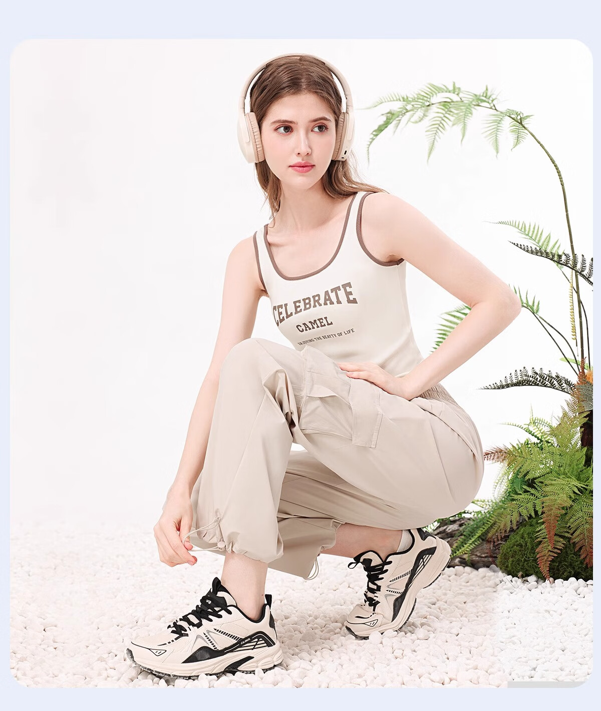 CAMEL Women's Paratrooper Cargo Pants High-Waist 2025 Spring/summer New Loose Straight-Leg Pants Breathable Sun Protection Casual Pants L 23