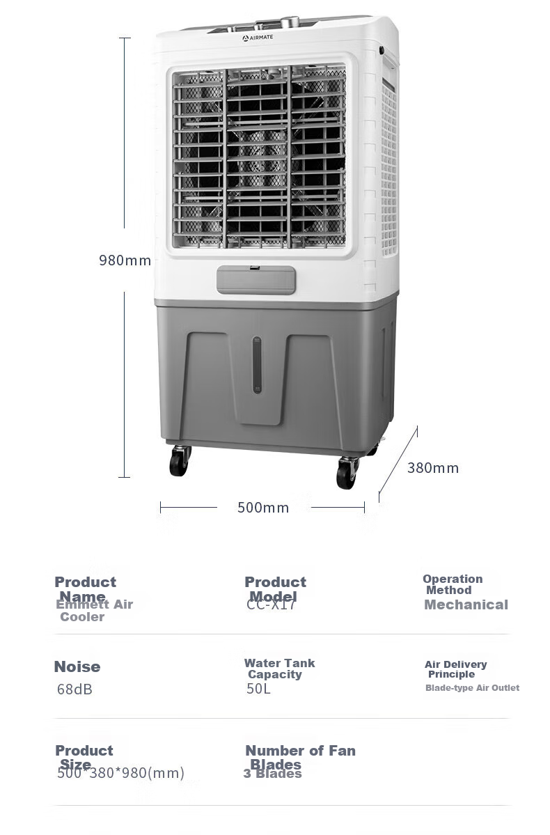AIRMATE Cold Air Fan, Cooling Fan for Commercial And Industrial Use, Water-Cooled Air Conditioner with Ice Pack, Super Strong Wind, Workshop Movable Water-Cooled Fan, 30L Large Area Water-Cooled Machine CC-X21 15