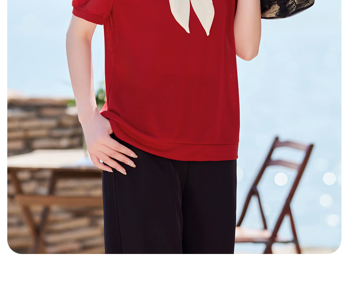 Yuzhaolin Xipo Po Knitted T-Shirt Summer Middle-aged and Elderly Women's Mom Short Sleeve Top Y52T169 13