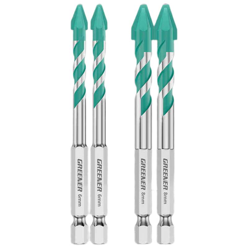GREENER Eccentric Drill Bit, Angled Bit, Extra Hard Ceramic Tile Drilling, Concrete Glass Cement Wall Hand Drill, 6/6/8/8mm
