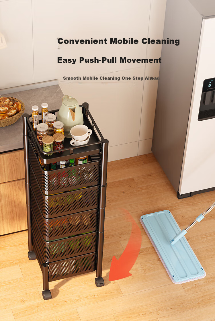 QIAONAMEI Kitchen Storage Rack, Floor-Standing Vegetable Stand, Rotatable Shelf, Multifunctional Storage Rack, 1118-6 7