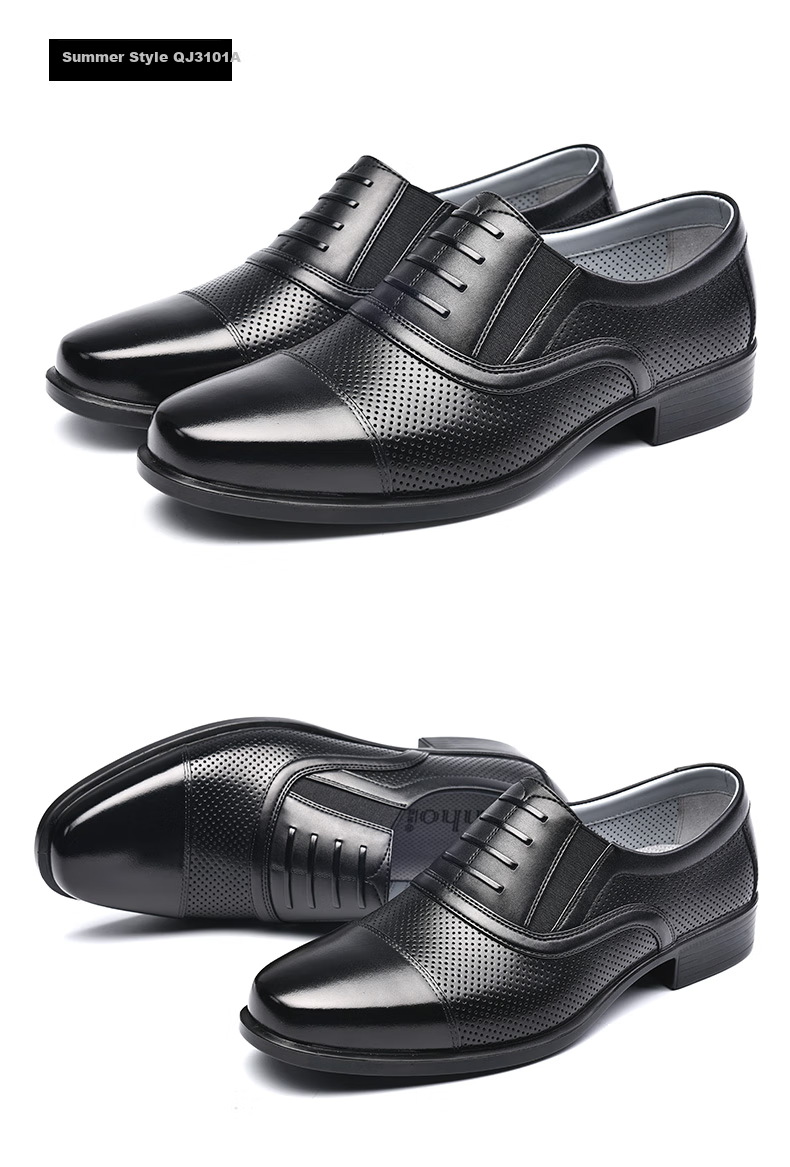 JINHOU Three-Joint Commuter Business Formal Men's Leather Shoes, Fashionable Wedding Shoes, QJ2101A, Black, Size 42 13