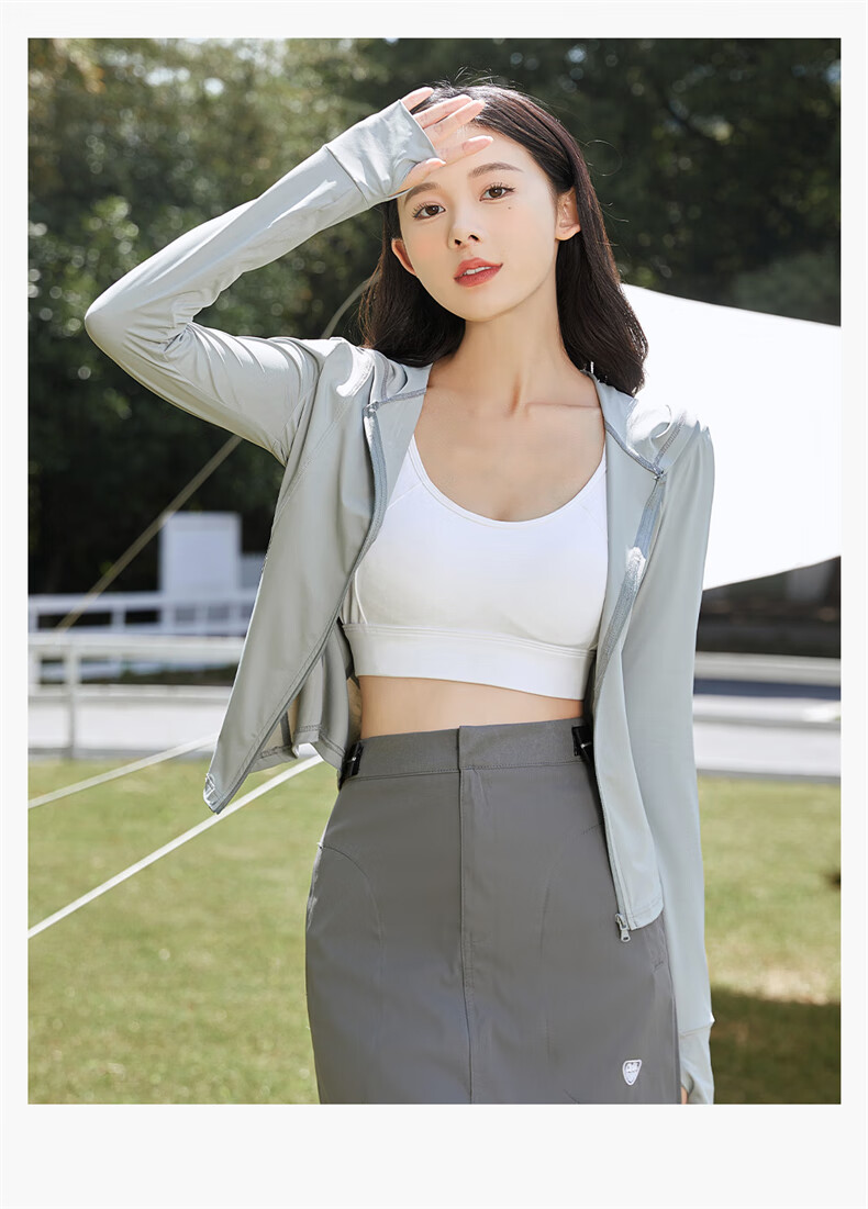 LangSha Slim Fit Sunscreen Jacket for Women Summer New Ice Silk Slimming Outdoor UV Protection Hooded Sports Coat 19