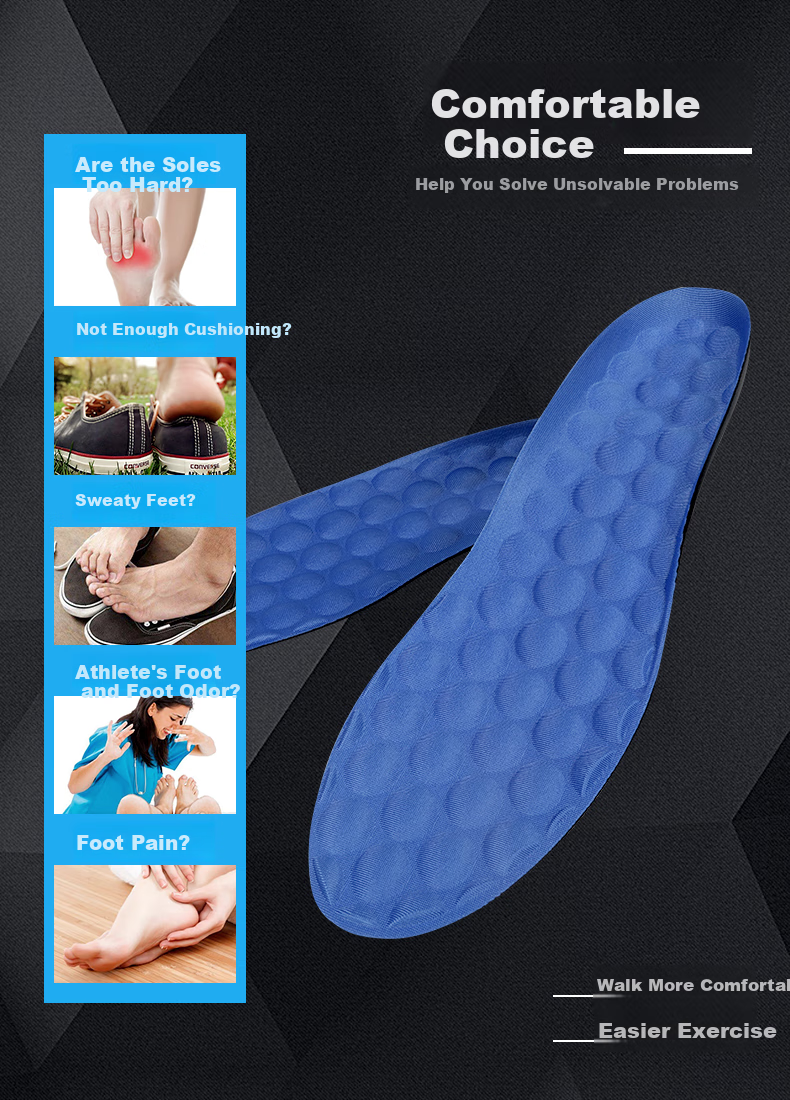 Eleft Sports Insoles with 3D Foot Massage And Arch Support, Breathable Sweat-Absorbing And Odor-Resistant Insoles for Men And Women, Cool Blue 2