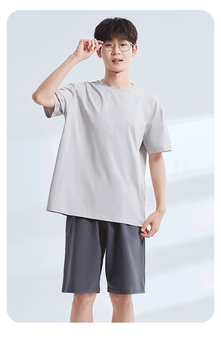 MiiOW Children's Pajamas, Youth Summer Pure Cotton Short-Sleeve Shorts Pajama Set, Puberty Wearable Loungewear Set 6