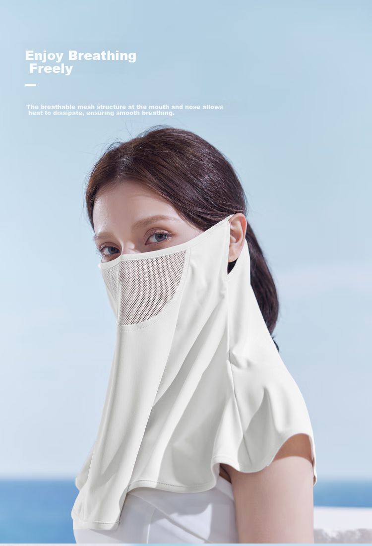 JIUMU Ice Silk Sun Protection Face Mask for Women, Summer UV Protection Sunshade Veil, Driving Neck Guard, Breathable Full Face Mask 7