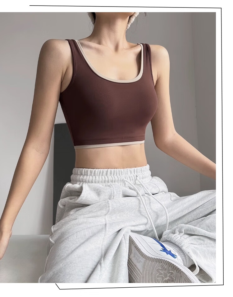 Ziyouxi Women's Summer Thin Vest with Built-in Chest Pad High-end Yoga Bra Running Fitness Training Top 11