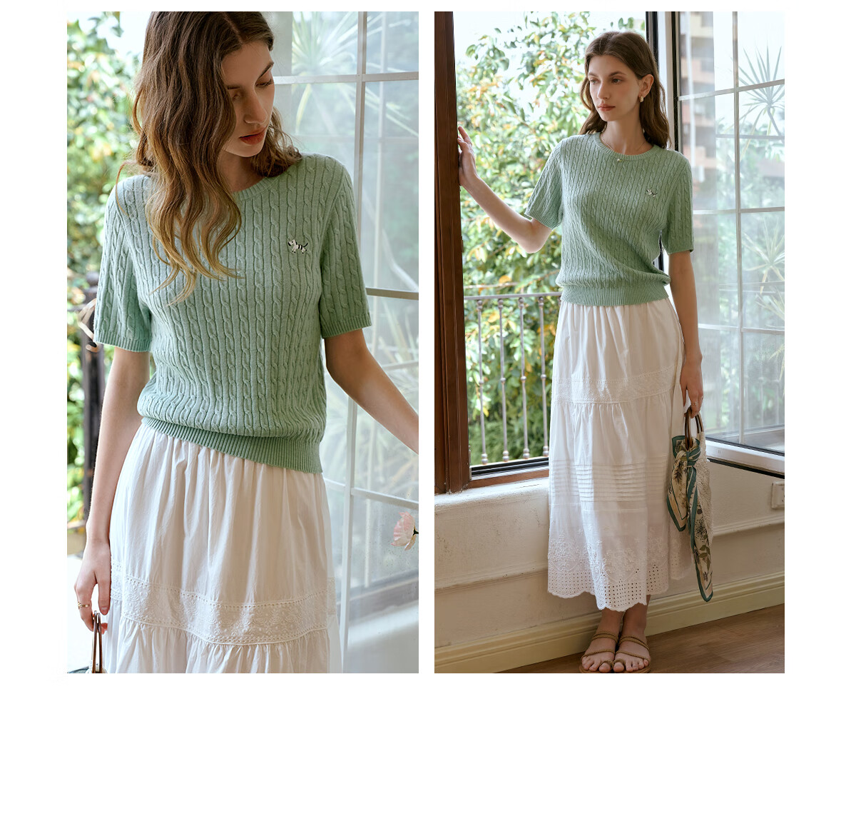 Oulain Summer Women's Short-Sleeve Knit Top, Casual Commuter Pullover Sweater, Apricot Color, Size L 8
