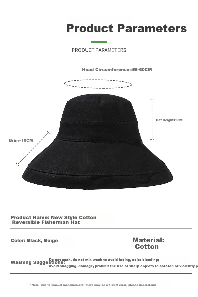 GLO-STORY Women's Sun Hat, Wide Brim Double-Sided Fisherman Hat, Casual Sun Hat, Outdoor Face-Covering UV Protection Hat for Wome 2