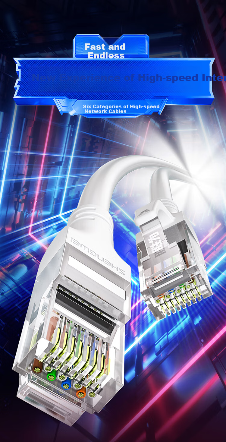 Shengwei CAT6 Gigabit High-Speed Broadband Cable, Engineering Monitoring Computer Router Network Home Finished Patch Cord, 8-Core Twisted Pair Wire, Gray And White, 15 Meters, LC-1215H 1