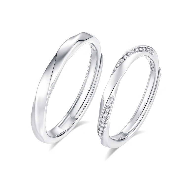 CHOW TAI SENG Pure Silver Mobius Couple Rings for Men, Gift for Boyfriend, Men's Ring 2