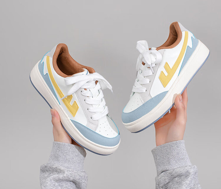 Huili Women's New Style Sneakers, Thick-Soled Versatile Sports Shoes for Women, K692BR, White/pink/navy Blue, Size 37 8