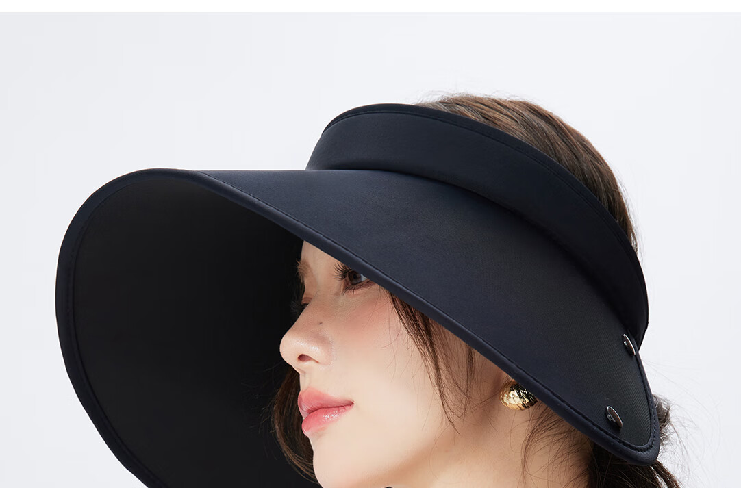 CACUSS Women's Sun Protection Hat, Summer Wide Brim UV-Resistant Visor Cap, Black Outdoor Sun Hat 22
