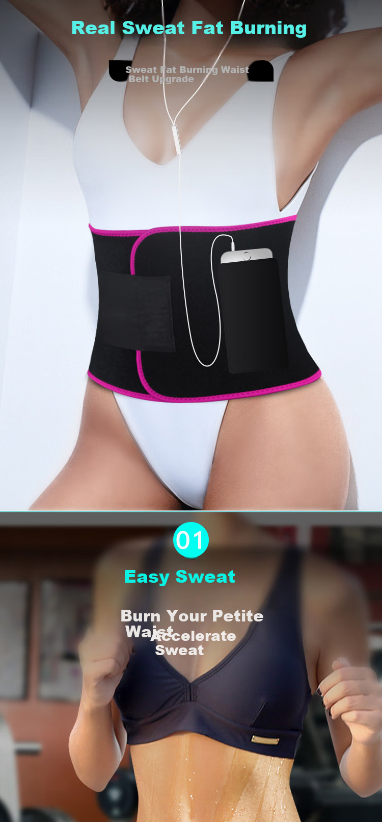LAC Sports Waist Belt, Self-Heating Back Support, Waist Trimmer, Abdominal Binder, Fitness Waist Belt, Pink And Black Color 1