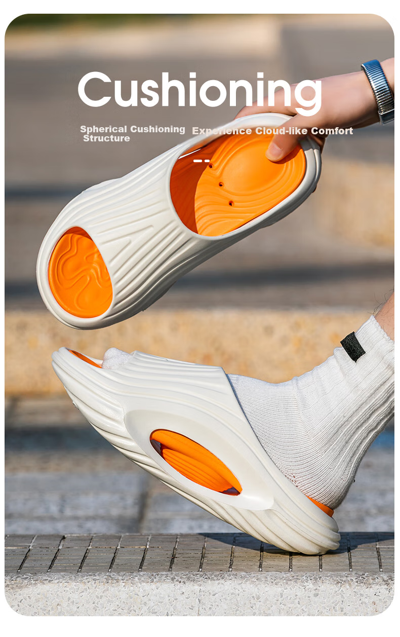 Daxixiansen Cloud Slippers, Men's Sandals with Stepping-On Feel, Sports Fashion Beach Thick-Soled Outdoor Slippers for Men, Black And White, Size 42-43 11