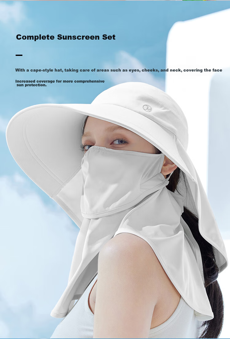 JIUMU Ice Silk Sun Protection Face Mask for Women, Summer UV Protection Sunshade Veil, Neck Guard for Driving, Breathable Full Face Mask 5