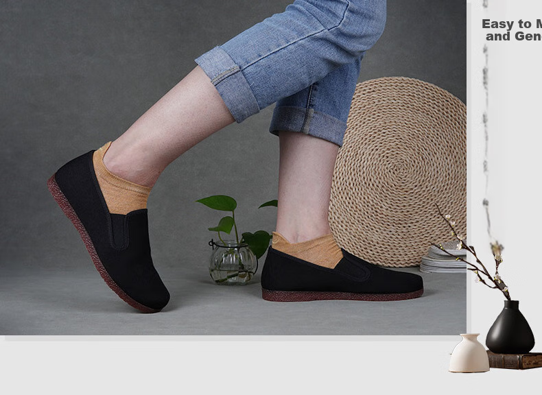 Weizhi Men's Cloth Shoes, Traditional Beijing-Style Cloth Shoes, Casual Low-Top Work Shoes, Slip-On Elderly Shoes, WZ1037 4