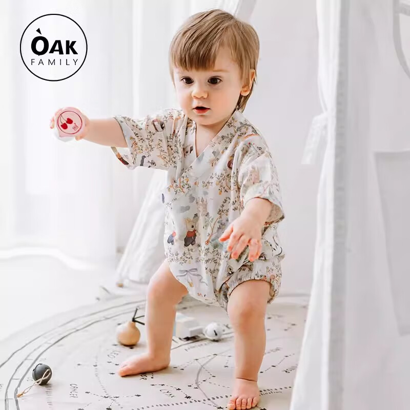 OAK FAMILY Newborn Baby Clothes Early Autumn Romper Thin Baby Bodysuit Pear Orchard 90cm