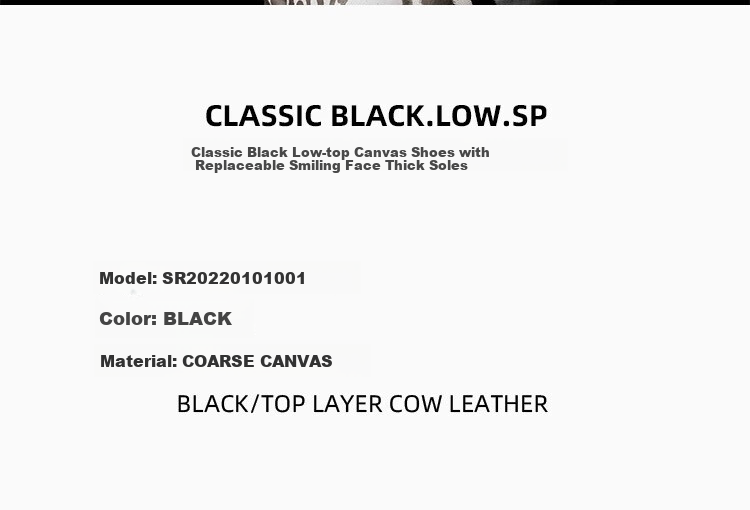 Smilerepublic [Tan Jianci Same Style], Classic Black Low-Top Open-Toe Height-Increasing Thick-Soled Canvas Shoes, Black, Size 38 2