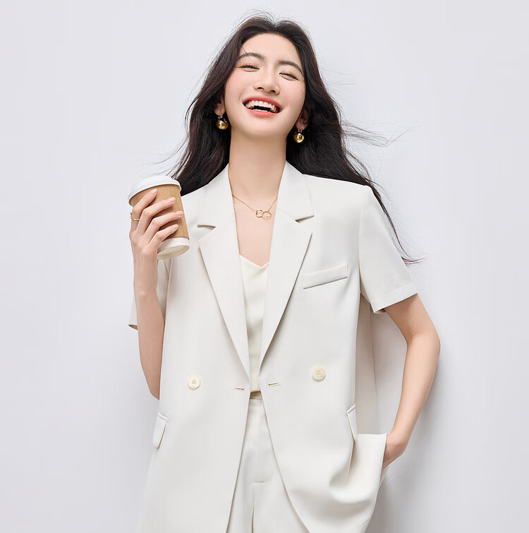 Sentubila Urban Commuter Women's Summer Slim Fit Short Sleeve Blazer and Elastic Waist Shorts Two-Piece Set 20
