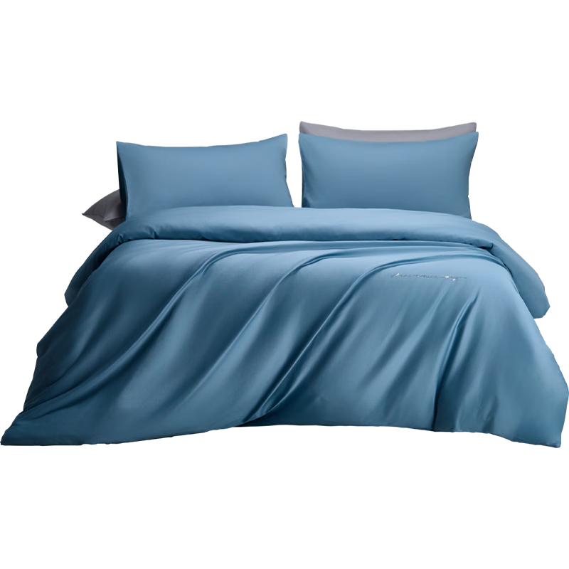 Hengyuanxiang Pure Cotton Four-Piece Set Class A 60-Count Long-Staple Cotton Sateen Luxury Bedding Bed Sheet Duvet Cover 200*230cm Glass Blue 1.5m Bed Sheet Style