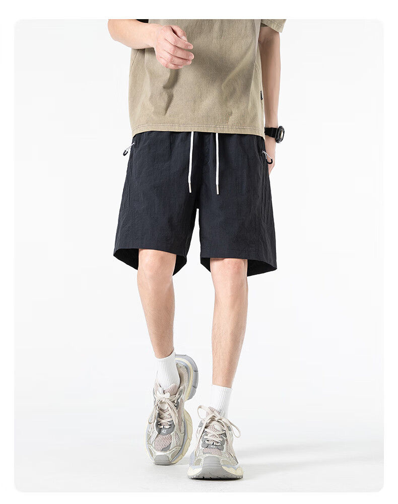 MMOPTOP Dissan Wrinkle-Resistant Workwear Shorts, Summer Men's Quick-Dry Cool-Feeling Wear-Resistant Five-Point Shorts, MDK04 Obsidian Black, Size M 5