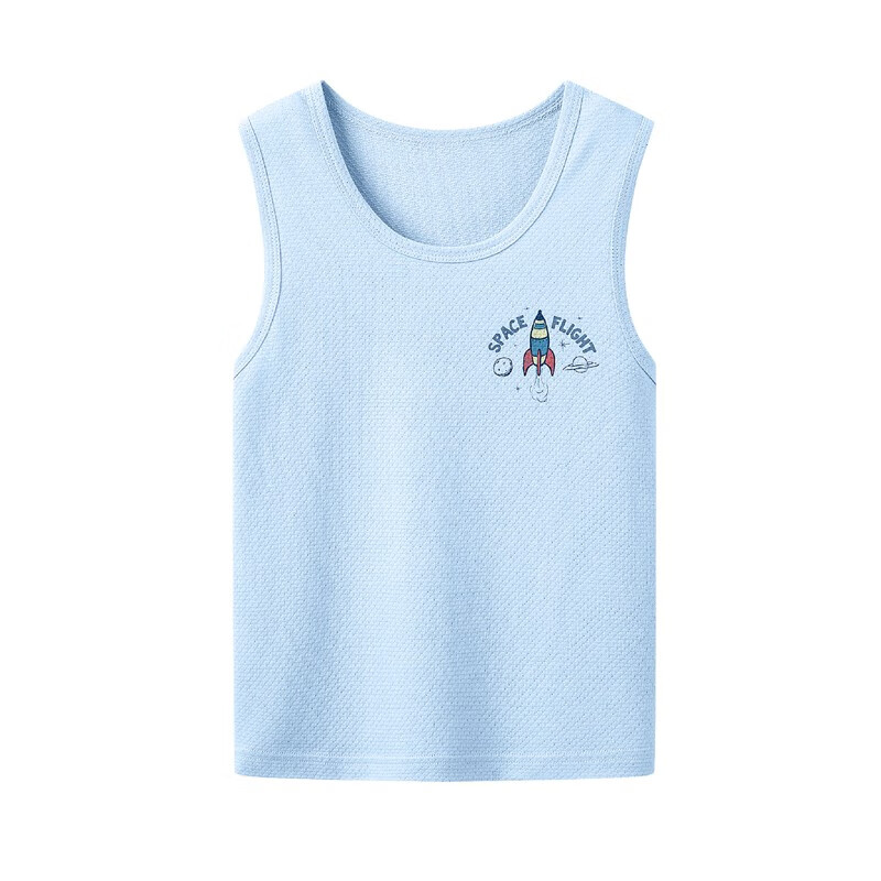 THREEGUN Kids Vest Soft Cotton Mesh Boys Girls Round Neck Vest Aqua Green 120