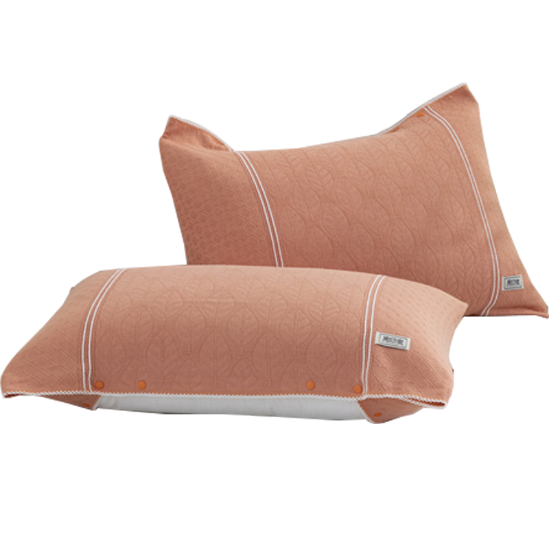 Hengyuanxiang Magic Pillowcase and Towel Set Pure Cotton Non-Slip Buckle Memory Pillowcase Amber Orange Pair