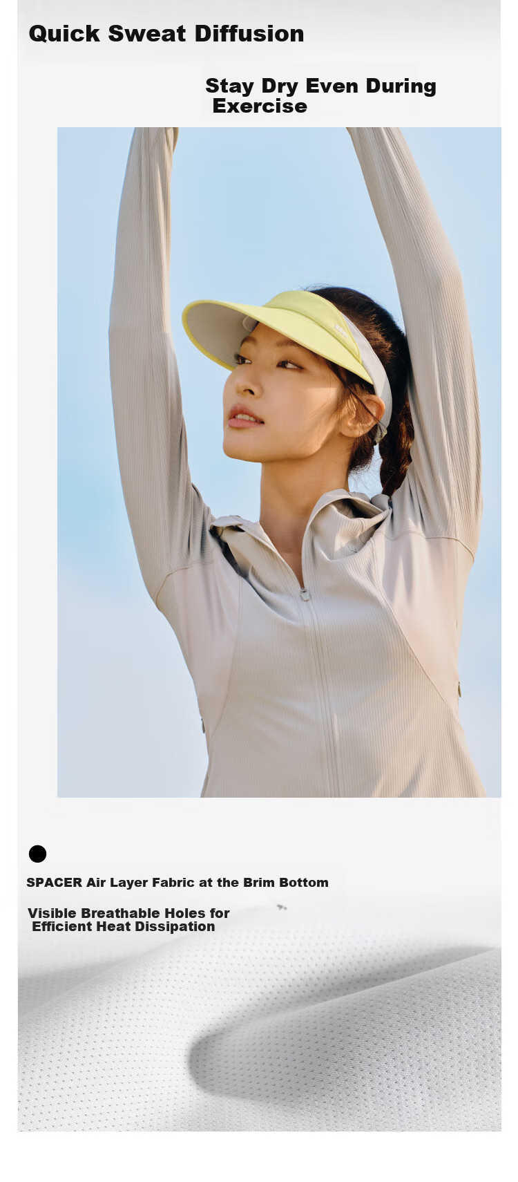 Beneunder Sun Protection Hat, UV-Resistant Visor Cap for Women, Sports Sweat-Absorbing Full-Face Sunshade Tennis Cap, Sunhat, Twilight Black 12