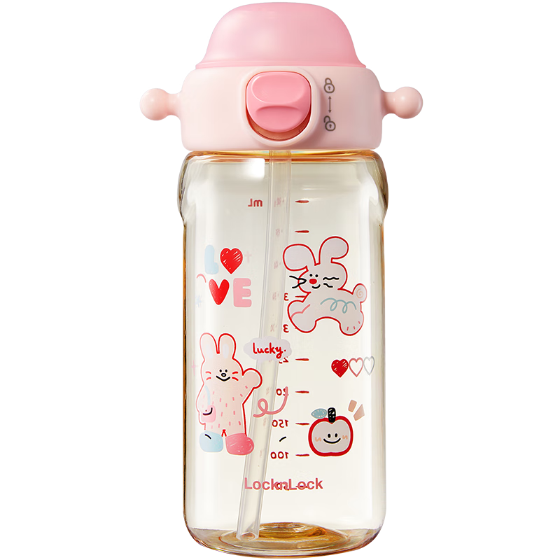 LOCK&LOCK Children's Water Bottle, Summer PPSU Straw Cup, for Ages 3-6, Kindergarten Drinking Bottle, Student School-Specific Direct Drinking Cup